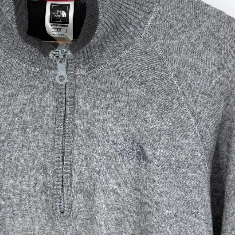 The North Face Mens Gray High Neck Pullover Half Zip Sweater L Wool Cotton Blend